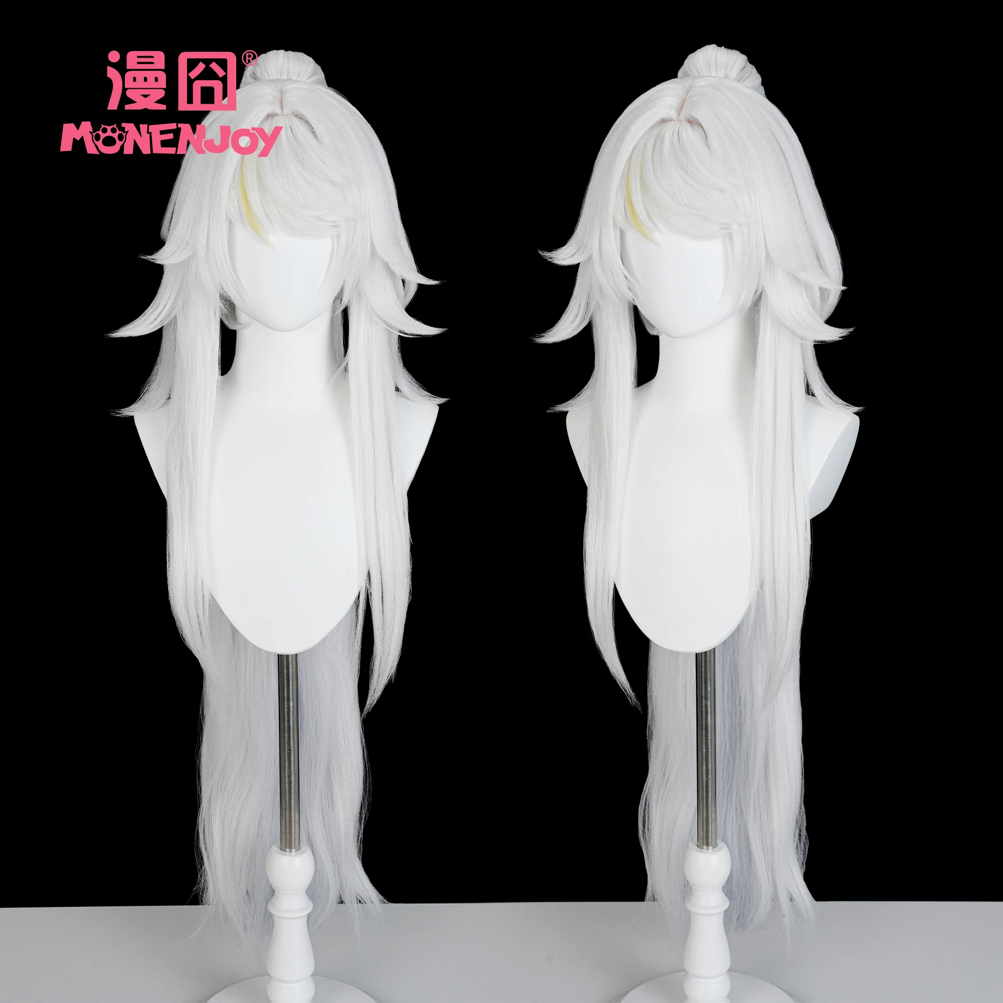 Peruka do cosplayu Zibai z gry Genshin Impact, biała z żółtymi włosami, długa, odporna na ciepło, włókno, rekwizyty na Halloween dla kobiet i mężczyzn.