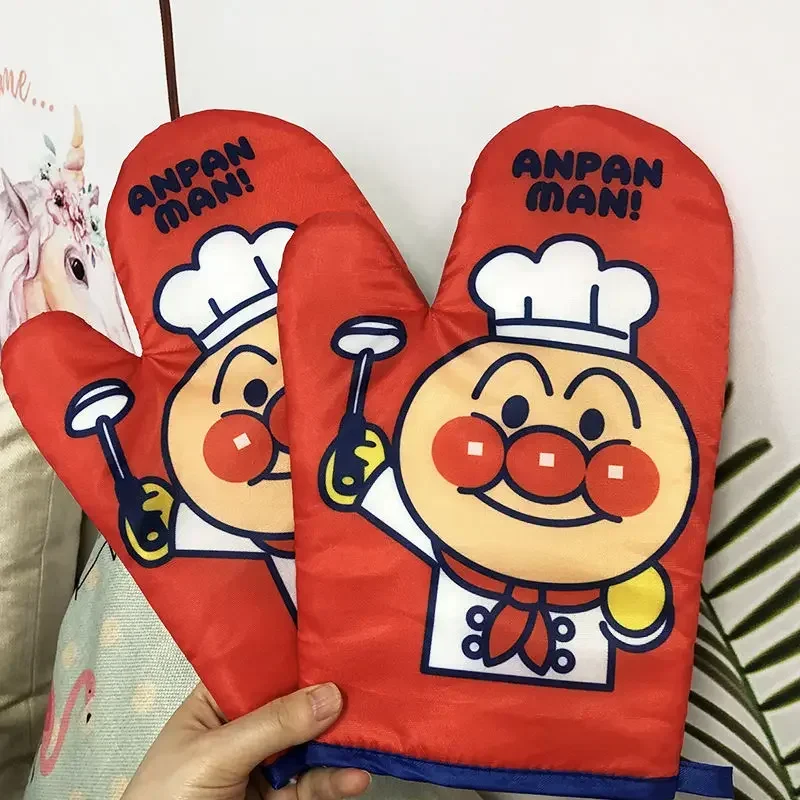 Cute Cartoon Oven Insulation Gloves Microwave Long Gloves Household Heat Resistant Non-Slip Single Glove Kitchen Baking Supplies