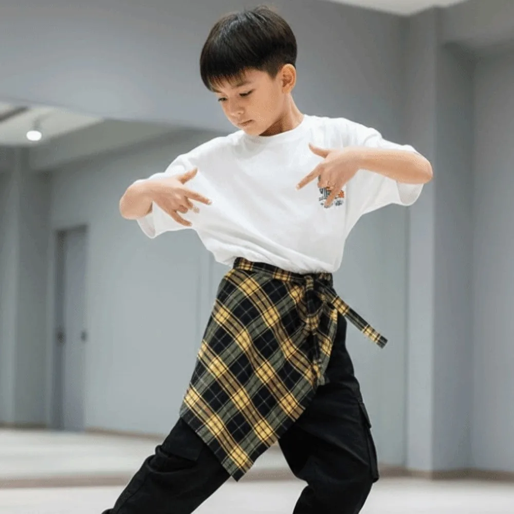 

Half Body Skirt Korean Style Plaid Skirt Belted Hip-hop High Waist a-line Shortskirt Y2K Irregular Waist Seal Skirt Girls