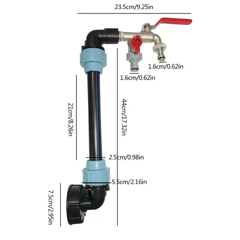 Cal adapter do butli IBC z zaworem wylotowym 3/4 z gęsią szyjką i Cal dwukierunkowy kran mosiężny IBC cuve 1000l akcesoria