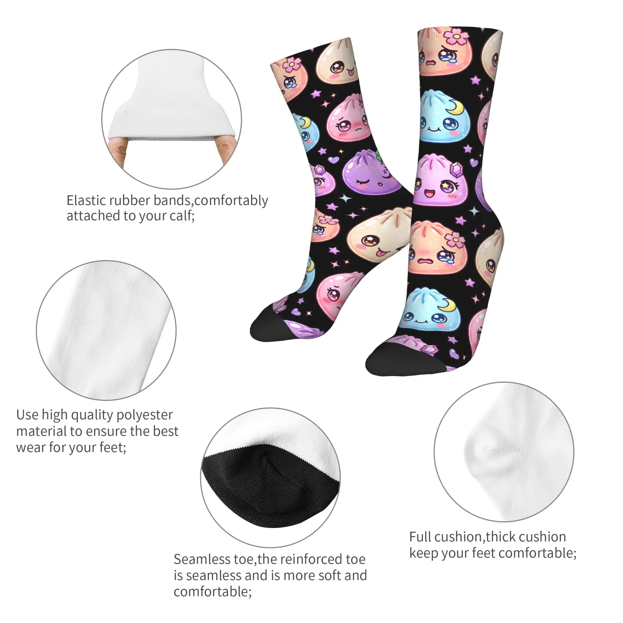 Fashion Male Men Socks Crazy Kawaii Dumpling Cute Pastel Anime Lovers Sock Polyester  Graphic Women Stockings Spring Summer