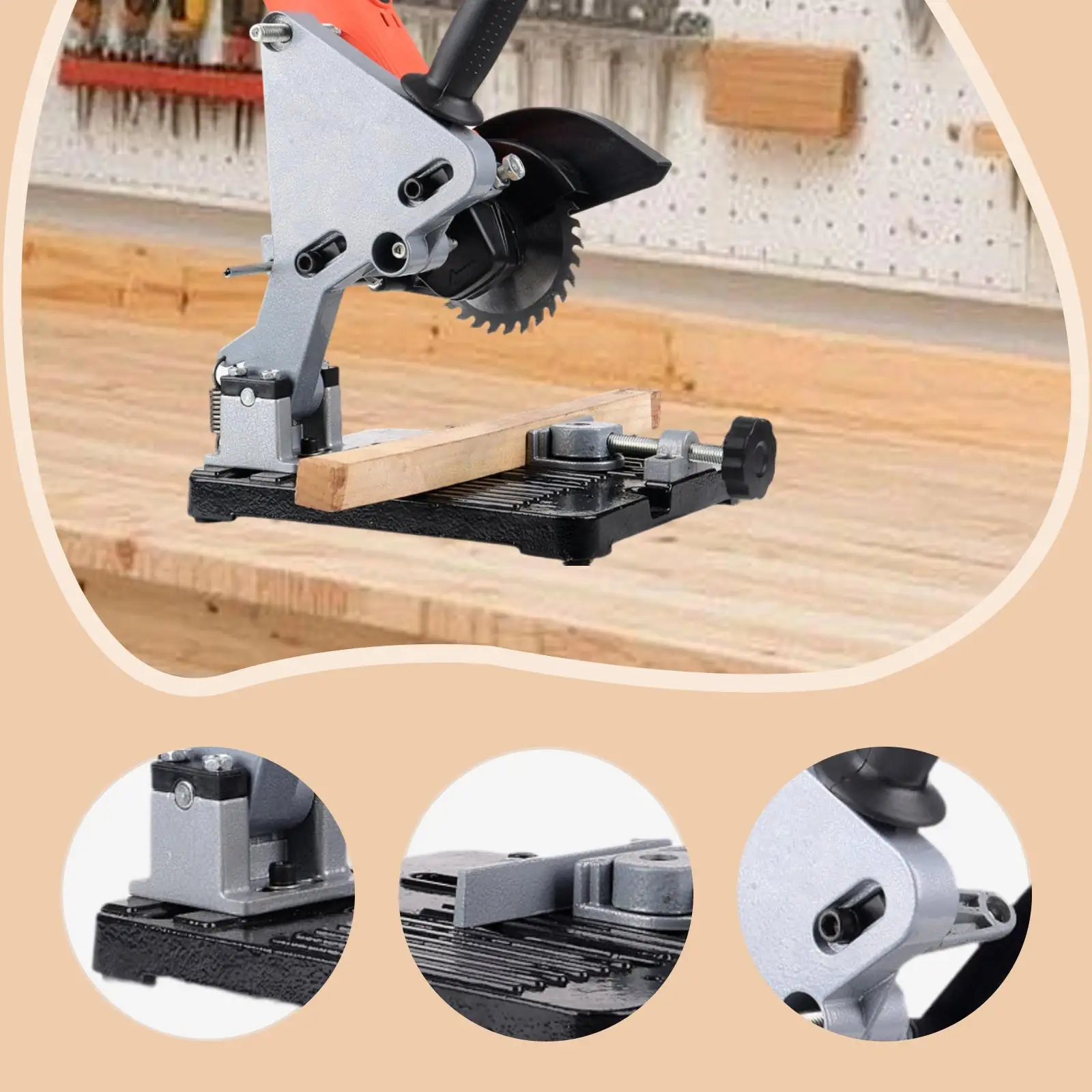 support-stable-pour-meuleuse-d'angle-avec-fixation-a-trois-points-support-de-securite-pour-meuleuse-de-63-mm-utilisation-sur-plan-de-travail