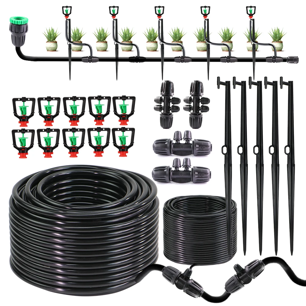 

Garden 16mm Hose 360° Sprayer Nozzle Watering Kit 50cm Stake Sprinkler Lock Connector Irrigation System for Lawn Misting Cooling