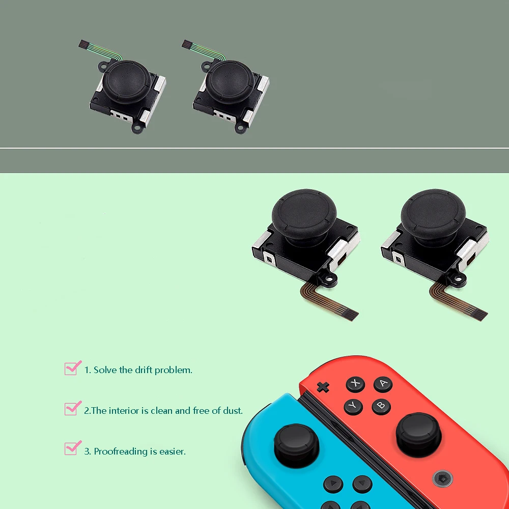 2-Pack Joycon Joystick 3D Analog Thumb Stick Replacement Kit for Nintendo Switch Include Screwdrivers Thumb Stick Caps