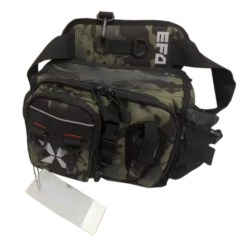 Multifunctional Fishing Bag Outdoor Portable Camo Shoulder Bag Foldable Durable Canvas Ear Box Storage Fishing Wheel Bag 2023