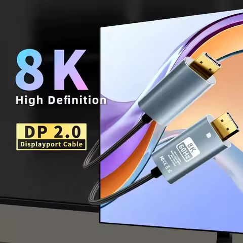 8K DisplayPort Cable HBR3 Support 32.4Gbps, HDCP 2.2, HDR10 FreeSync G-Sync for Gaming Monitor 4070 4080 Graphics PC