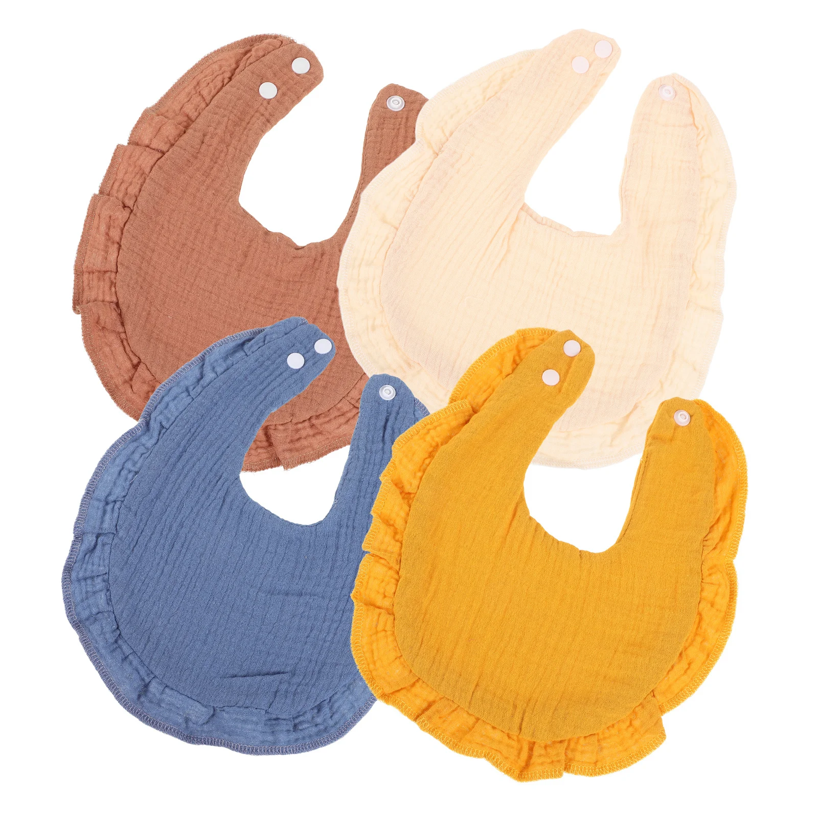 

4pcs Cotton Muslin Baby Bibs Edge Drool Bib Bandana Style Handkerchief Feeding Towel For Newborn Toddler Girl Boy White