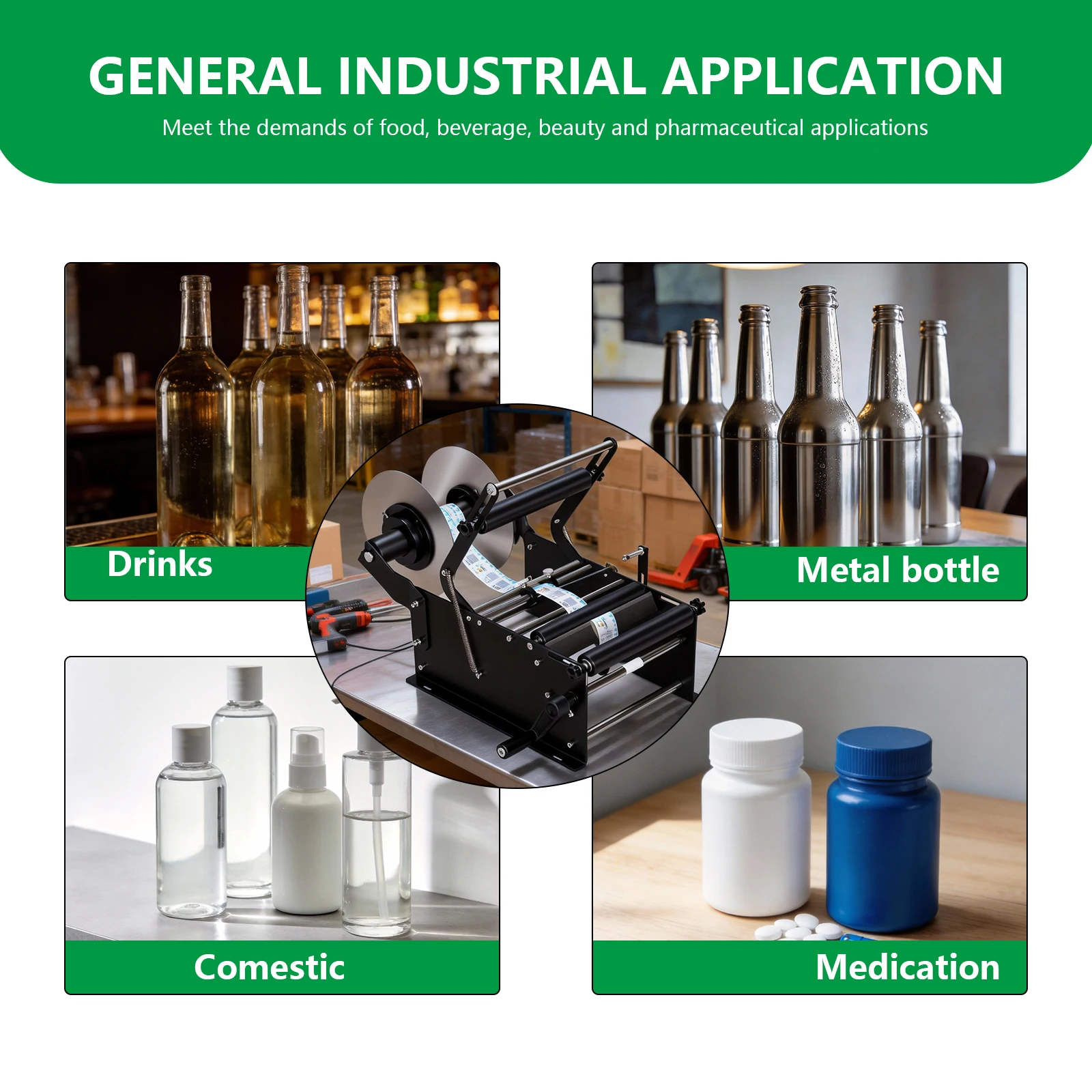 

Precision & Speed Applicator Machine with Handle Manual Adhesive Sticker Labeler 15-30pcs/min for Bottles Diameter 0.6-4.72 in