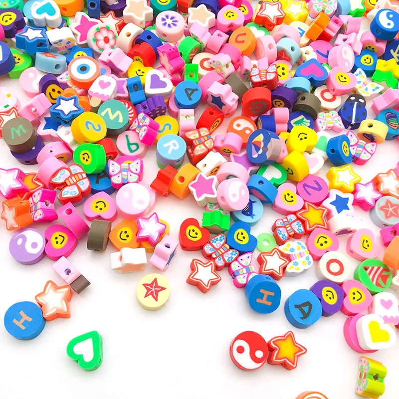 Randomly Mix 50/100pcs Colorful Soft Pottery Beads Fruit/Flower Soft Ceramic Beads Be Used For Making Earrings Bracelet Necklace