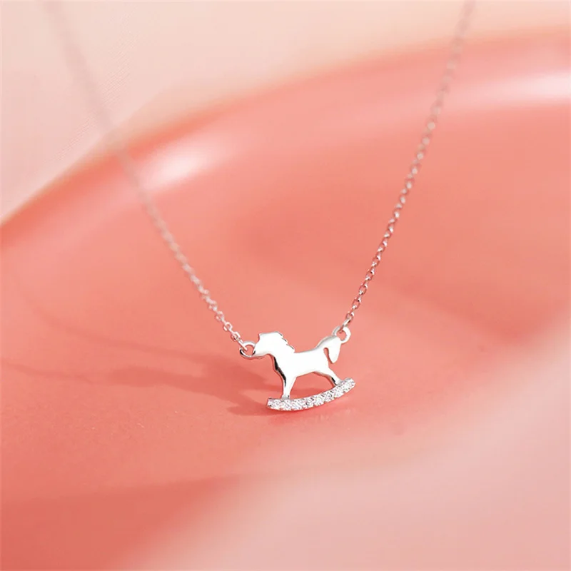 

2026 кулон в виде животного зодиака для женщин, ювелирные изделия, милое циркониевое ожерелье в виде лошади, женская цепочка на ключицы, аксессуары