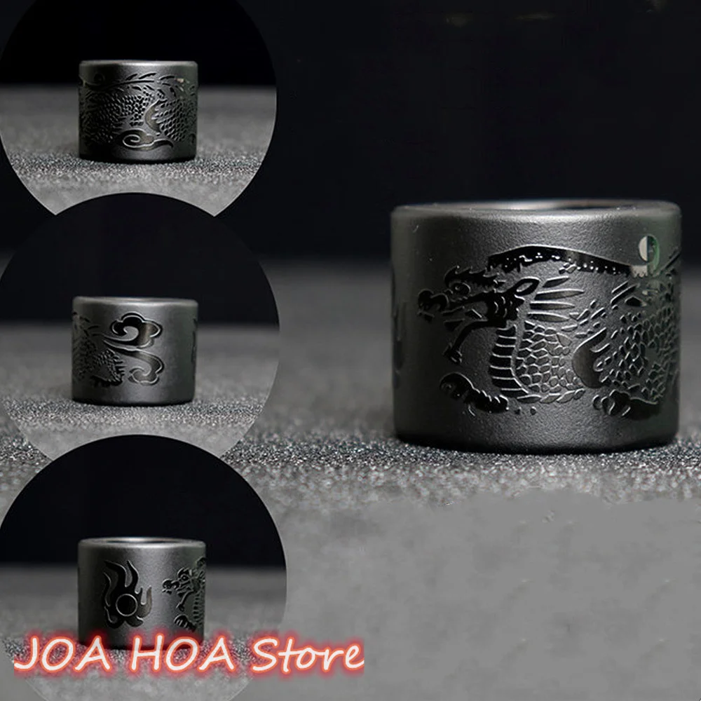 Top Selling Ring Natural Obsidian Wrench Finger Male Dragon-roar Nine Days Hand-ring Dragon Transfer Amulet Quality Fine Jewelry