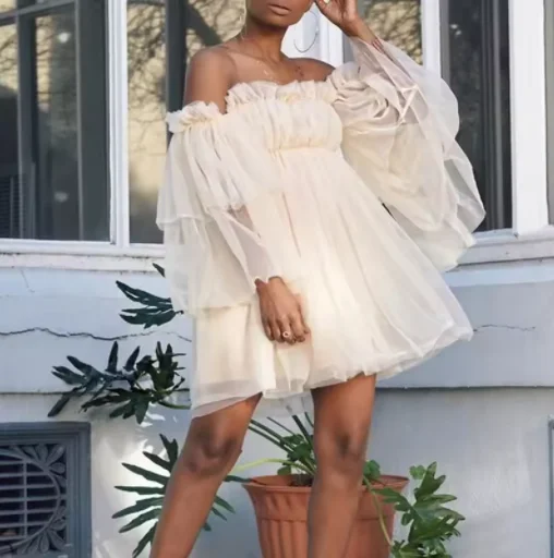 Robe portefeuille Sexy à volants pour femmes, couleur unie, maille, sans bretelles, princesse, robes de plage, mode transparente, taille haute, maille, fête