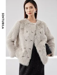 SENTUBILA Fashion Faux Fur Coat Women 2023 Winter Fluffy Jacket Thick Warm Double Breasted Plush High Quality Coats W34W49727