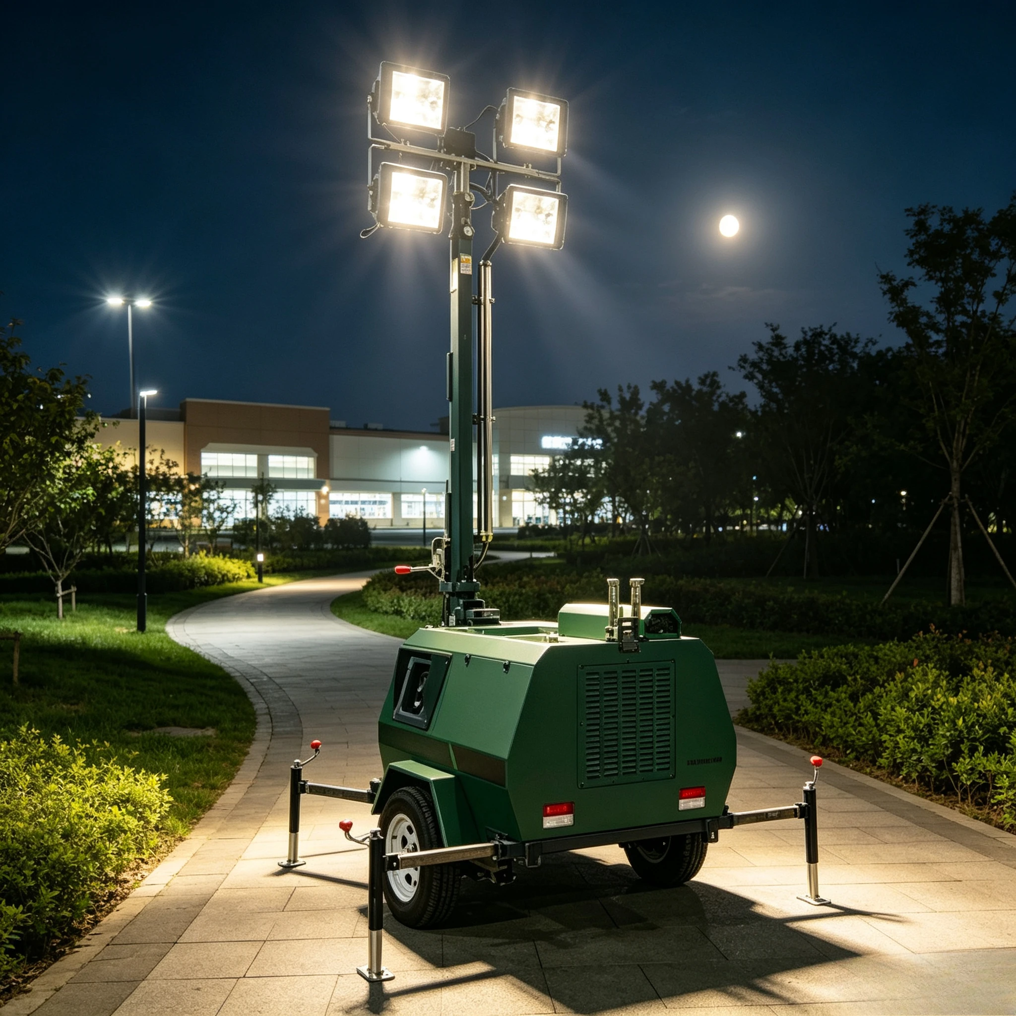Heavy Duty Mobile LED Lighting Tower Diesel Generator Trailer Mounted Portable Work Light Tower for Construction Site Customized