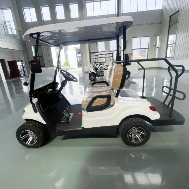 2026 Electric Golf Cart Off Road Golf Buggy 60V 72V Lithium Battery Cream-Colored Upholstered Seat Sand Bucket X2 Golf Platform