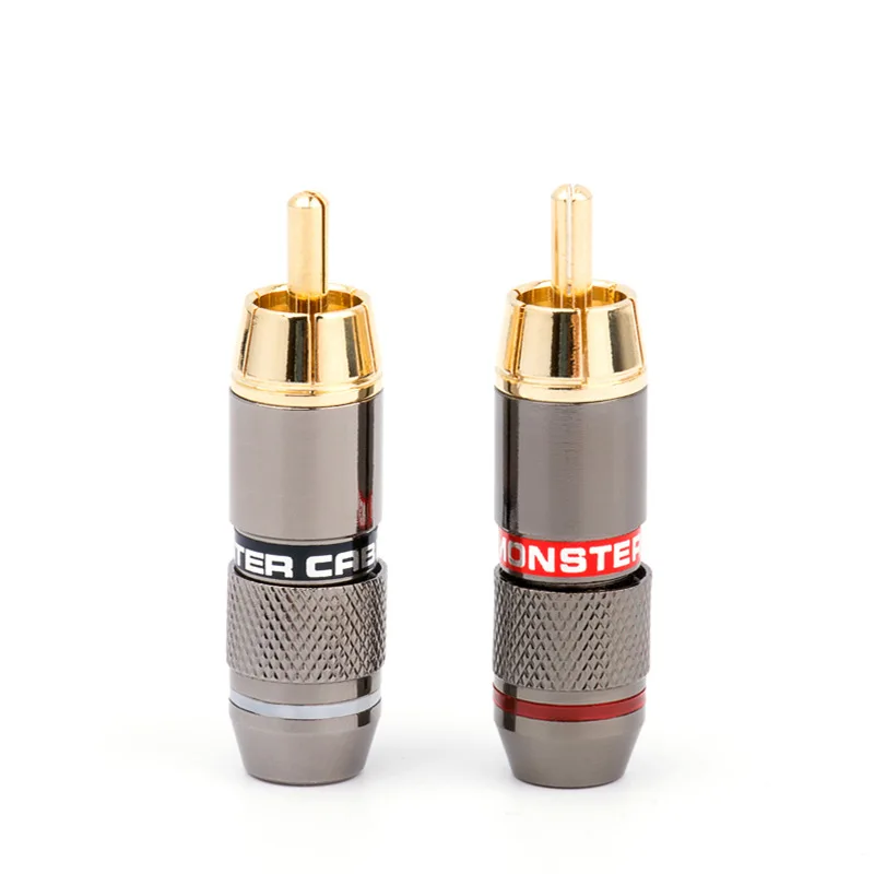 4/8/12PCS 24K Gold Plated Pure Copper Zinc Alloy Monster Banana Plug Connector Audio Connector Power Speaker Plugs Connector