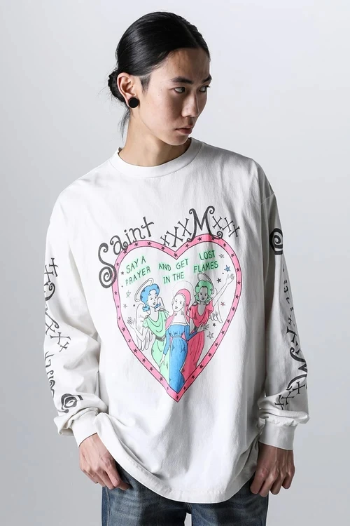 Loose Long Sleeve Pink Heart LS Tee T-Shirt Youth Fashion Summer Basic Style round Neck Short Sleeve Regular Thickness
