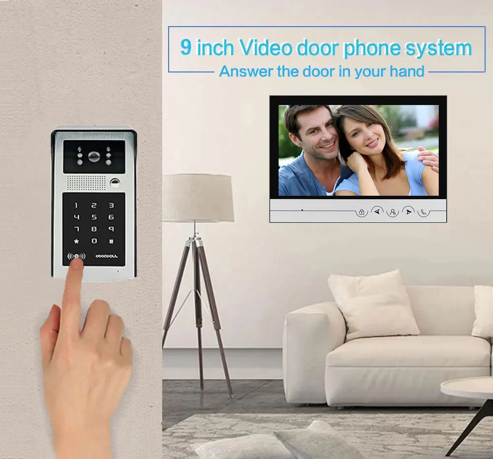 9 inch WIFI Video Doorbell Tuya Waterproof Outdoor Intercom System Smart Home Door Phone Camera With ID Card Key Password