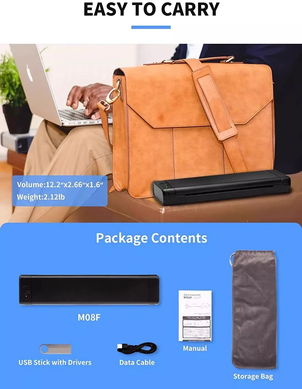 2025 أفضل بيع Phomemo M08F طابعة حرارية متنقلة محمولة بدون حبر طابعة حرارية صغيرة محمولة صغيرة A4