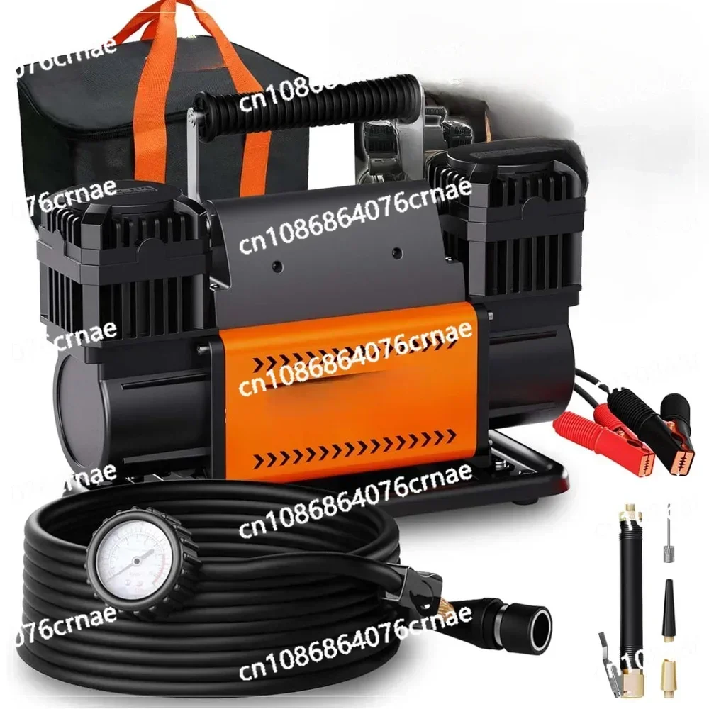 Compressor Kit, Dual Cylinder 12V Portable Inflator 12.35 Ft³/Min, Offroad Air Compressor Pump for Truck Tires