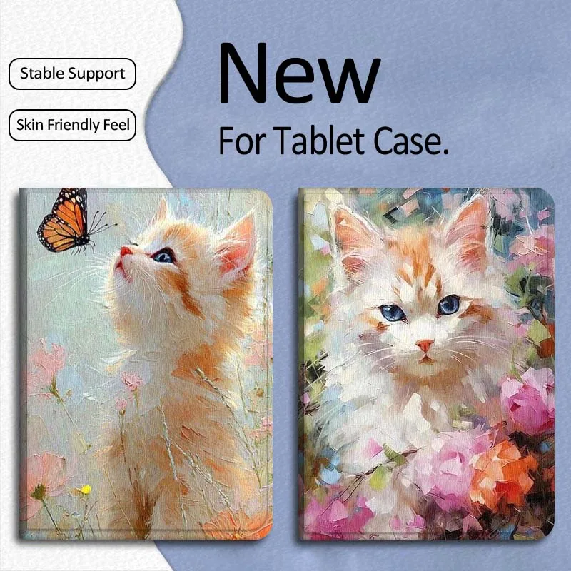 

Flower Oil Painting Cat Gift For Xiaomi Mi Pad Mini 4 5 6 7 SE Pro Plus Redmi Pad 2 SE 2025 8.8 11 Foldable Tablet Case