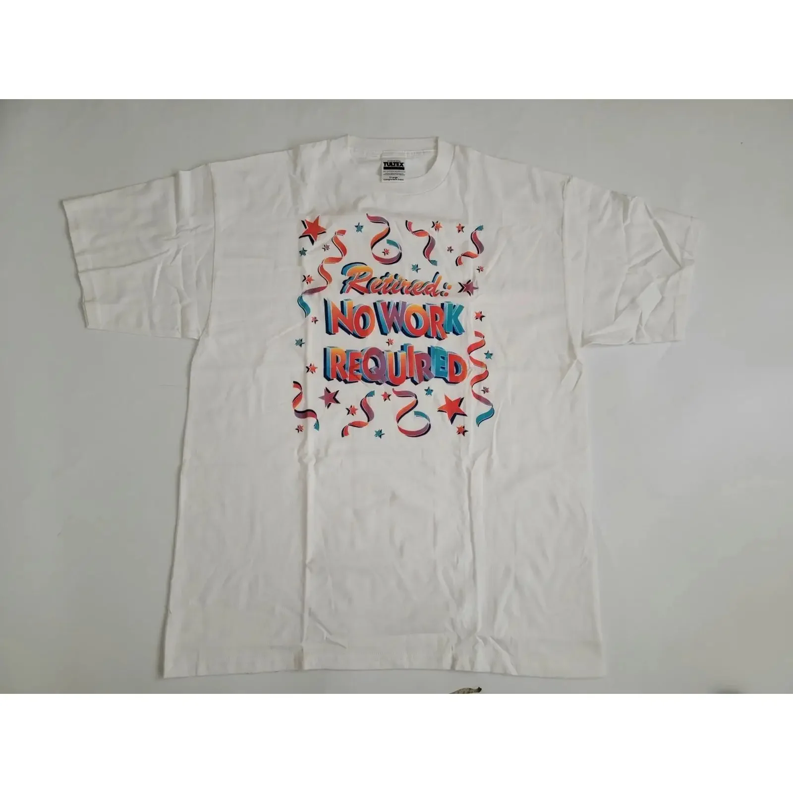 Vintage I m Retired No Work Required T Shirt Mens XL Spell Out Outoor 90s vintage Washed Slightly Breathable graphic Stretched
