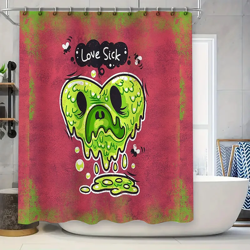 

Spooky Dripping Monster Shower Curtain Gothic Horror Decor Bathroom Set Creepy Halloween Party Room Dark Aesthetic