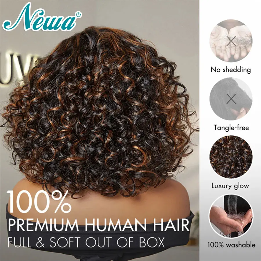 

Effortless Elegance Copper Highlights Bouncy Curl Wig Minimalist Transparent Lace Glueless Wig Short Bob Wigs Pre Plucked Wigs