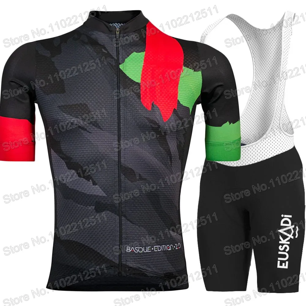 2024 New Euskadi Cycling Jersey Team Set Euskaltel Spain Short Sleeve Clothing Road Bicycle Bib Shorts Suit MTB Wear Maillot