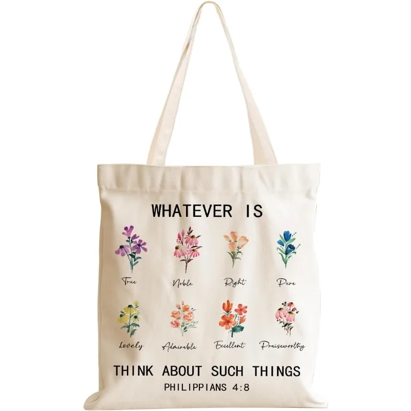

Flower Canvas Tote Bag Christian Gifts for Women for Women Mom Aunt Birthday Christmas Weekender Beach Bag