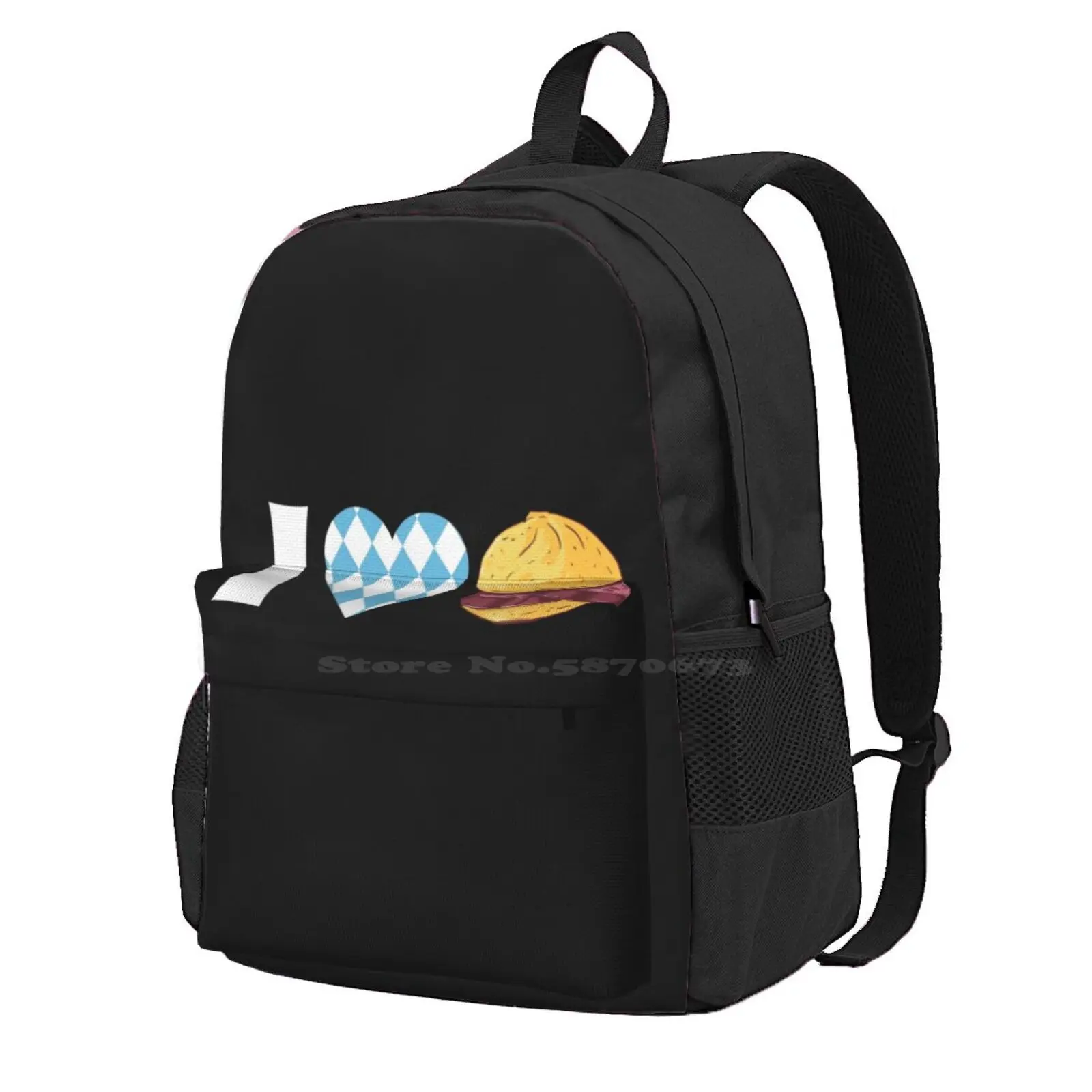 Bavaria Design With Liver Cheese Hot Sale Schoolbag Backpack Fashion Bags All I Need Meatloaf Liver Cheese Roll Sandwich Bun