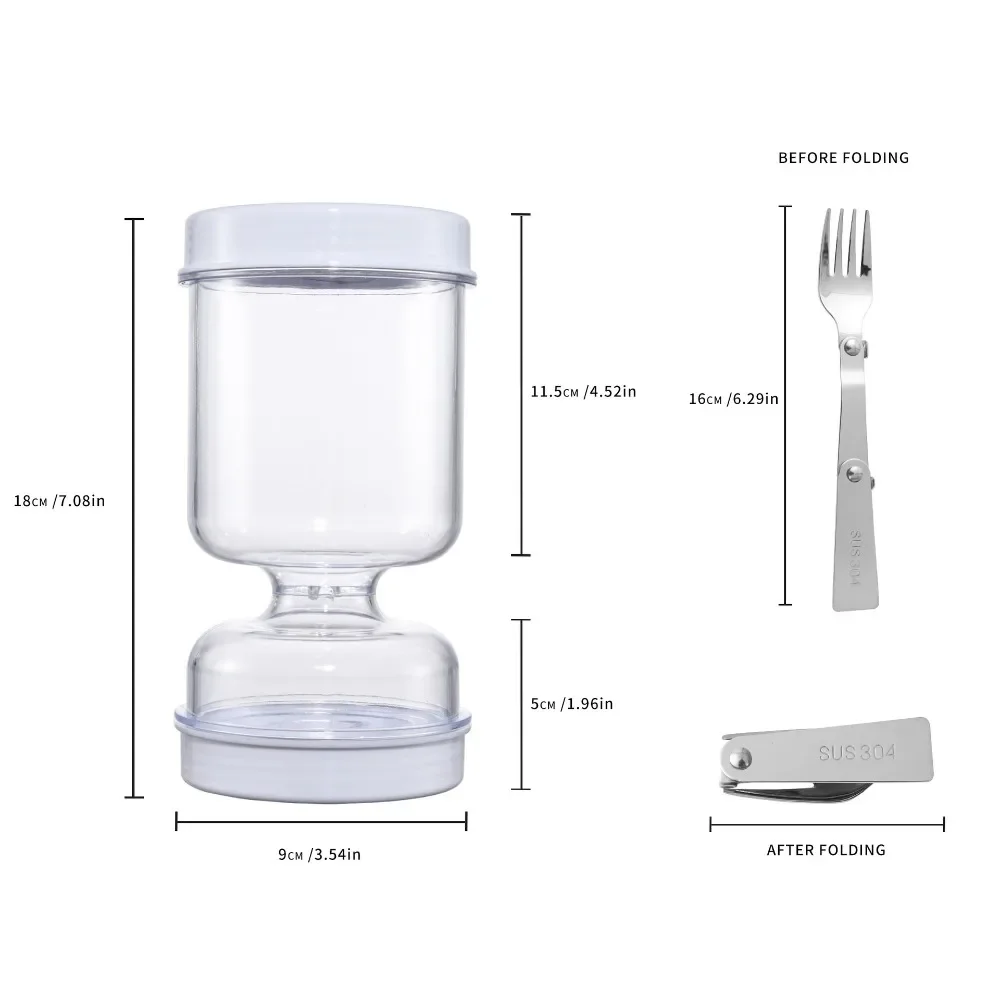 Sealed Pickles Jar with Fork Wet and Dry Separation Container Cucumber Olives Bottle with Strainer Flip Kitchen Food Storage Box