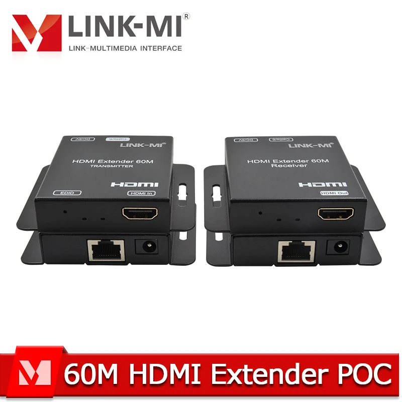 

60M HDMI Extender POC over Cat5e/6 Cable Support 1080P 3D EDID AV Extender over RJ45 HDMI Extender with POC