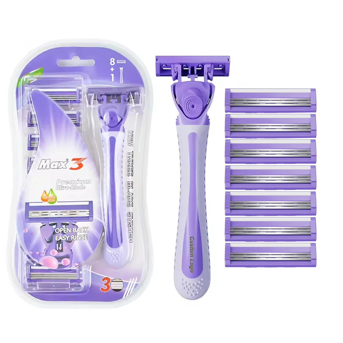 شفرة حلاقة قابلة للاستبدال للنساء، مقبض واحد، 8 شفرات، ماكينة حلاقة بيكيني للسيدات، جودة عالية #1