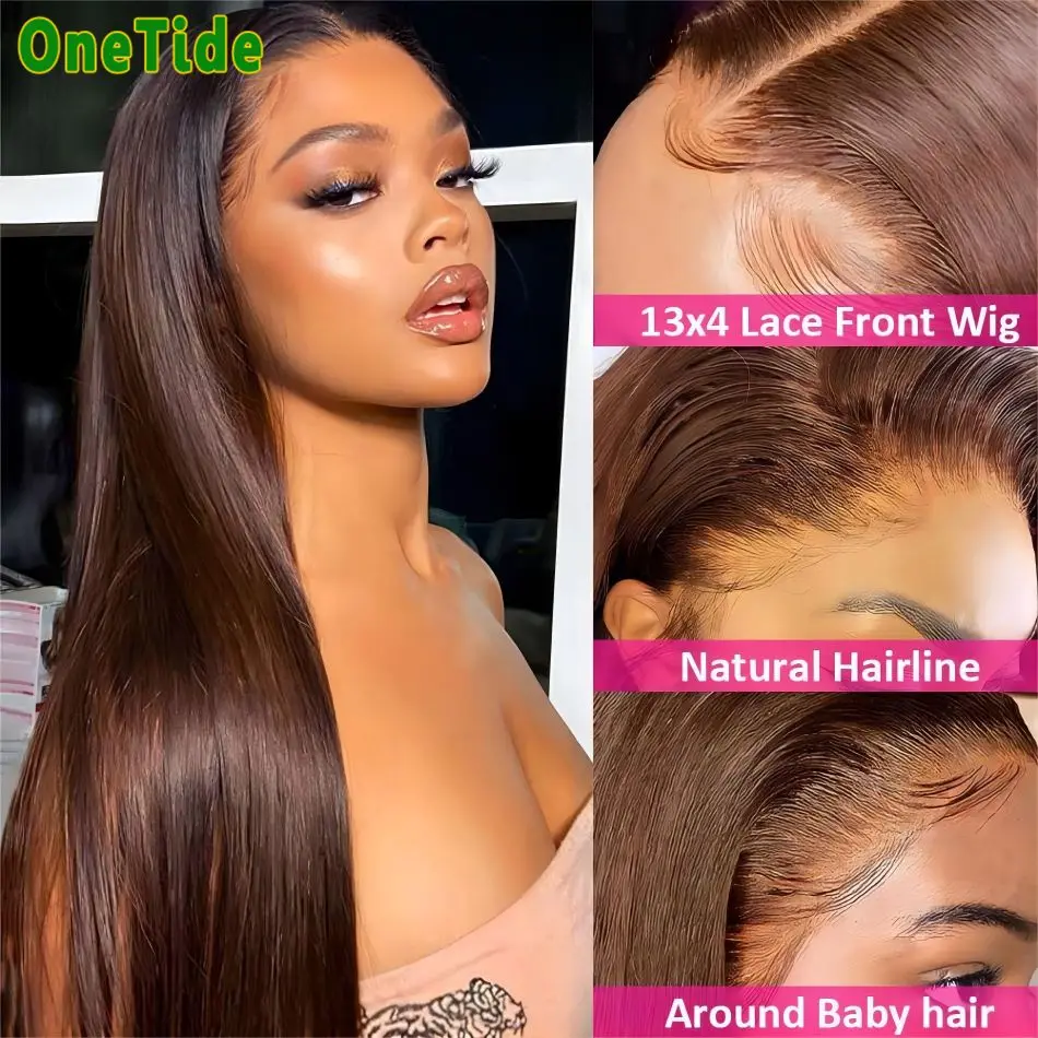 Dark Brown Wigs 13x4 Transparent Lace Frontal Wig Chocolate Human Hair Wigs Straight 4x4 Glueless Wig Human Hair Ready To Wear