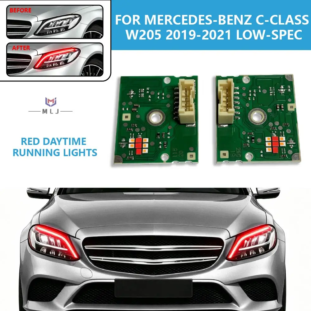 Roter LED-Scheinwerfer-Tagfahrlicht-Chip für Mercedes Benz C-KLASSE W205 2019 2020 2021 LOW-SPEC Angel Eye Lichtquellen-Chip