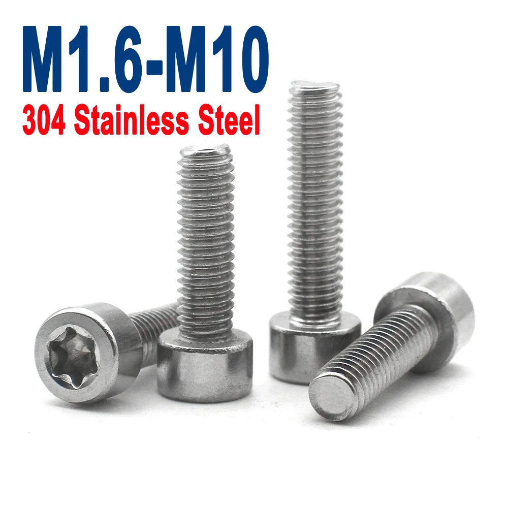 

5-100pcs M1.6 M2 M2.5 M3 M4 M5 M6 M8 M10 304 Stainless Steel Cylindrical Head Six-Lobe Torx Cap Head Screw Bolt GB2671.2