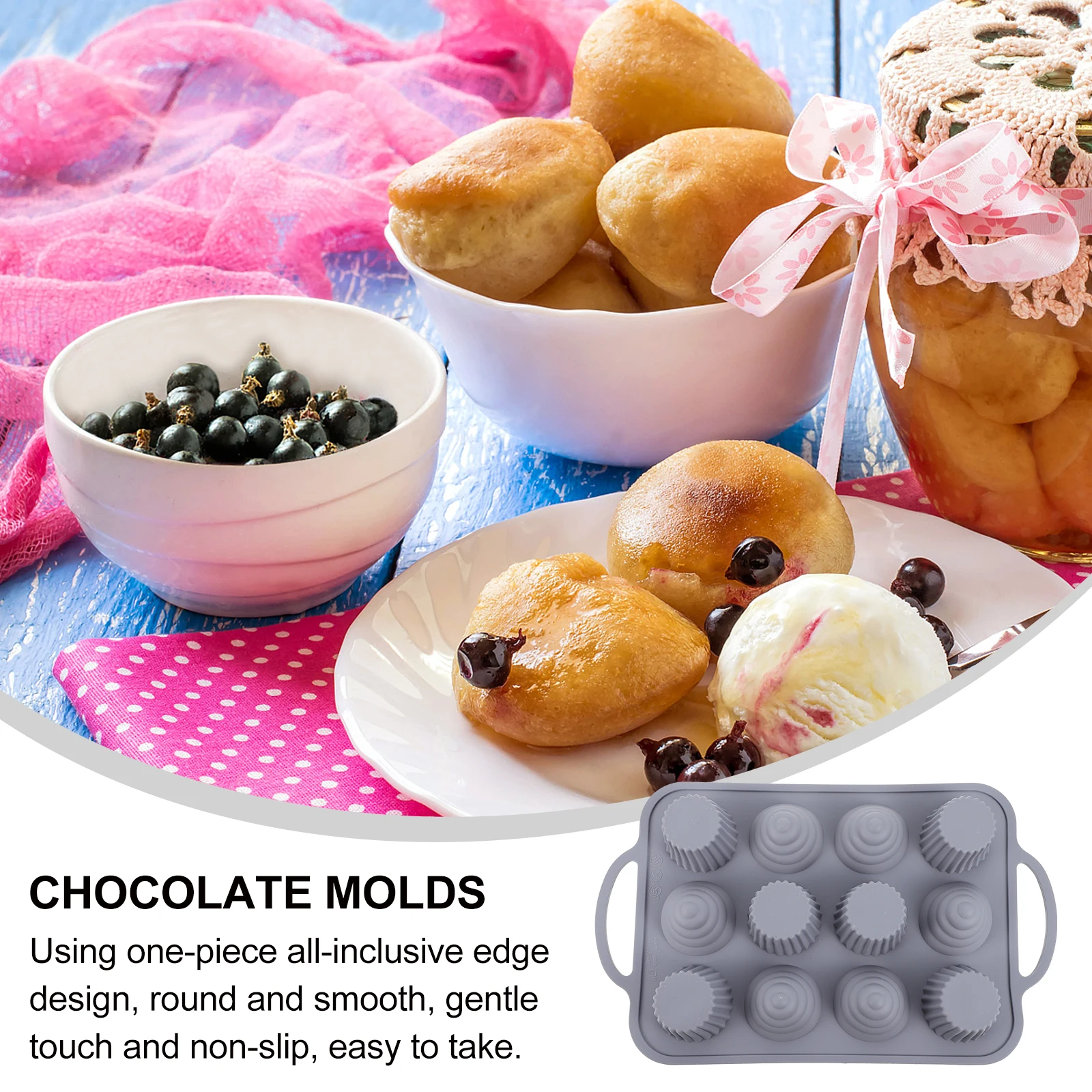 

12 Cavity Cake Pans Mold Silicone Baking Molds Small Silica Gel Chocolate Moulds