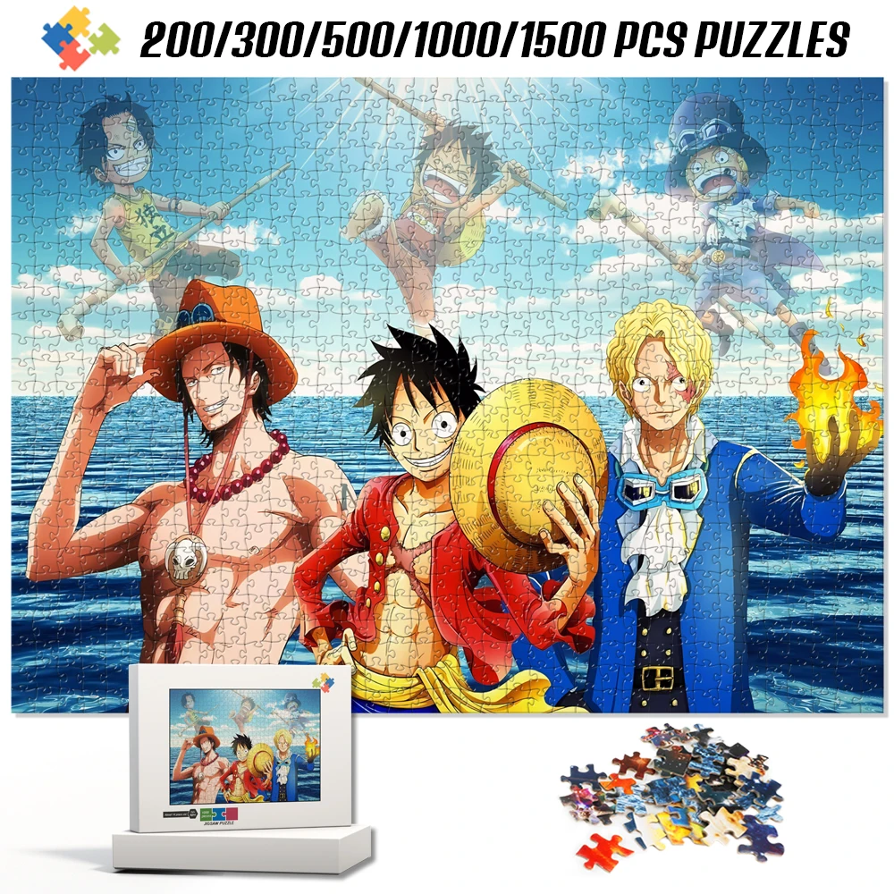 One Piece Cartoon Anime Jigsaw Puzzles Children's Toys 108/200/300/500/1000/1500 Pieces Multi-Size Specification Jigsaw Puzzles