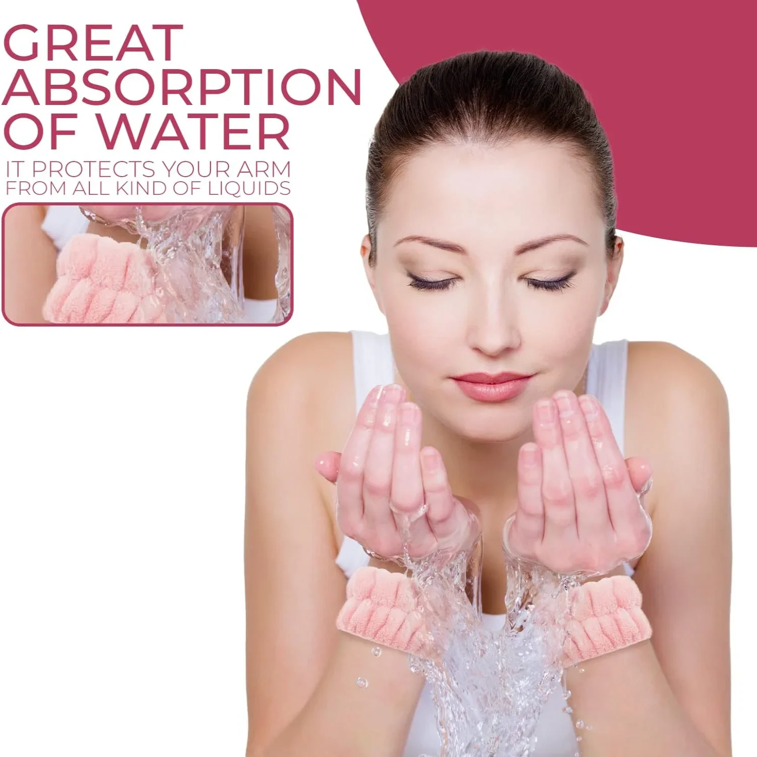 

8 Pcs Wrist Towels for Washing Face, Absorbent Microfiber Wrist Wash Towel , Face Washing Wristbands, Sweatband for Girls and Wo
