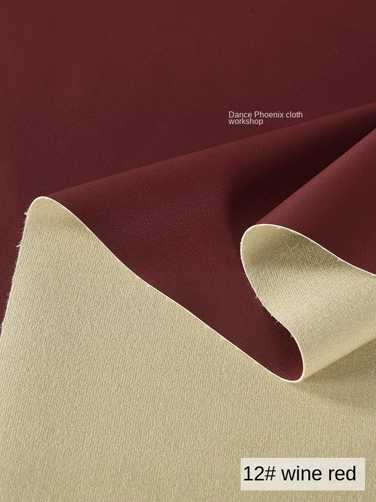 0.7mm Soft Leather Fabric Material Thick Wine Red Soft Elastic Smooth Jacket Fabric Cloth Per Meter Fabric Clothes for Material