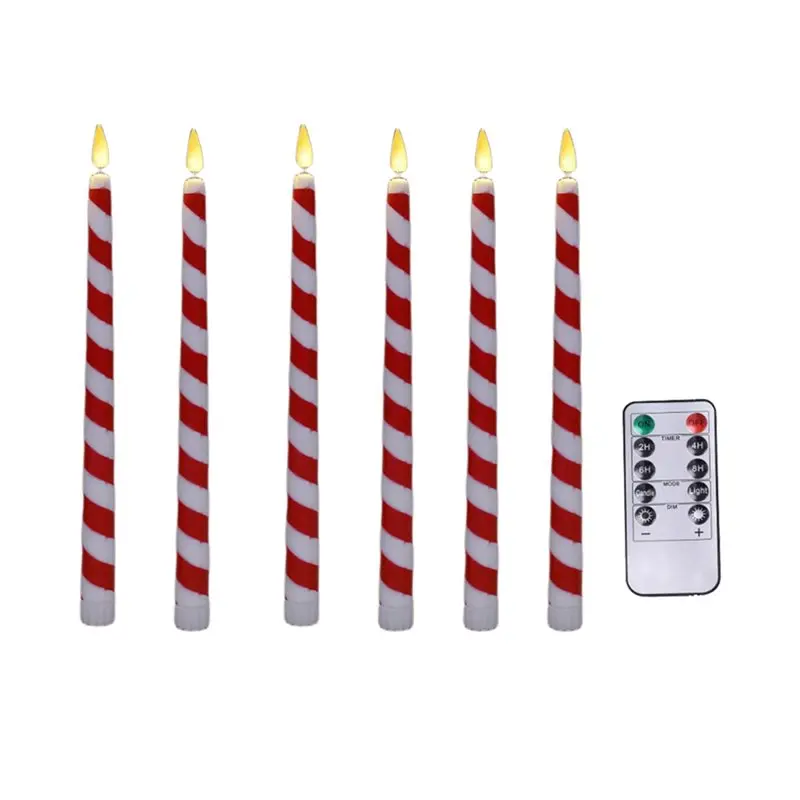 YANA50I 6PCS Christmas Flameless Taper Candles For Xmas Party