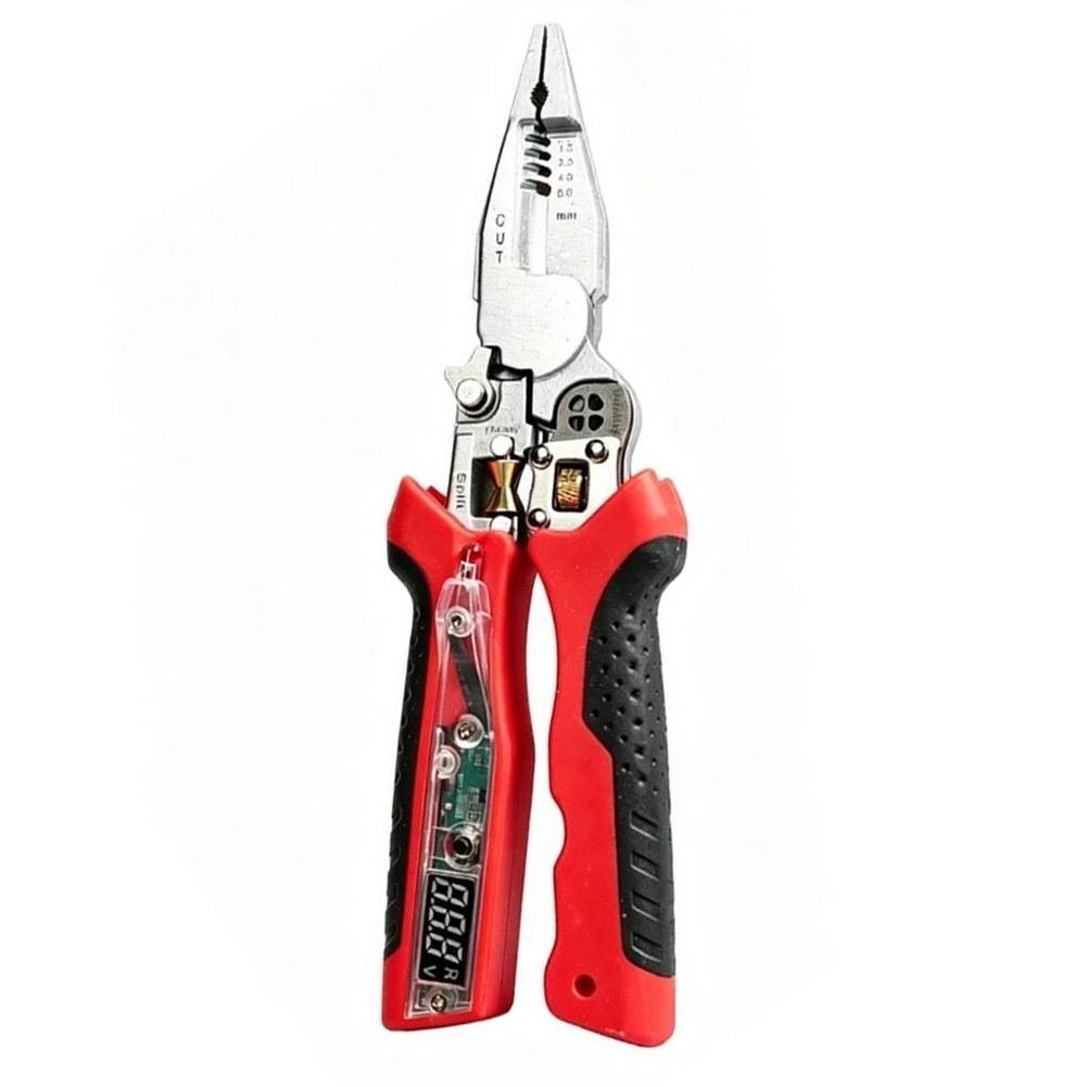 Electrician Pliers Rechargeable with Digital Voltage Meter Strip Crimp Continuity Test Flashlight for 1.5/2.5/4/6mm2