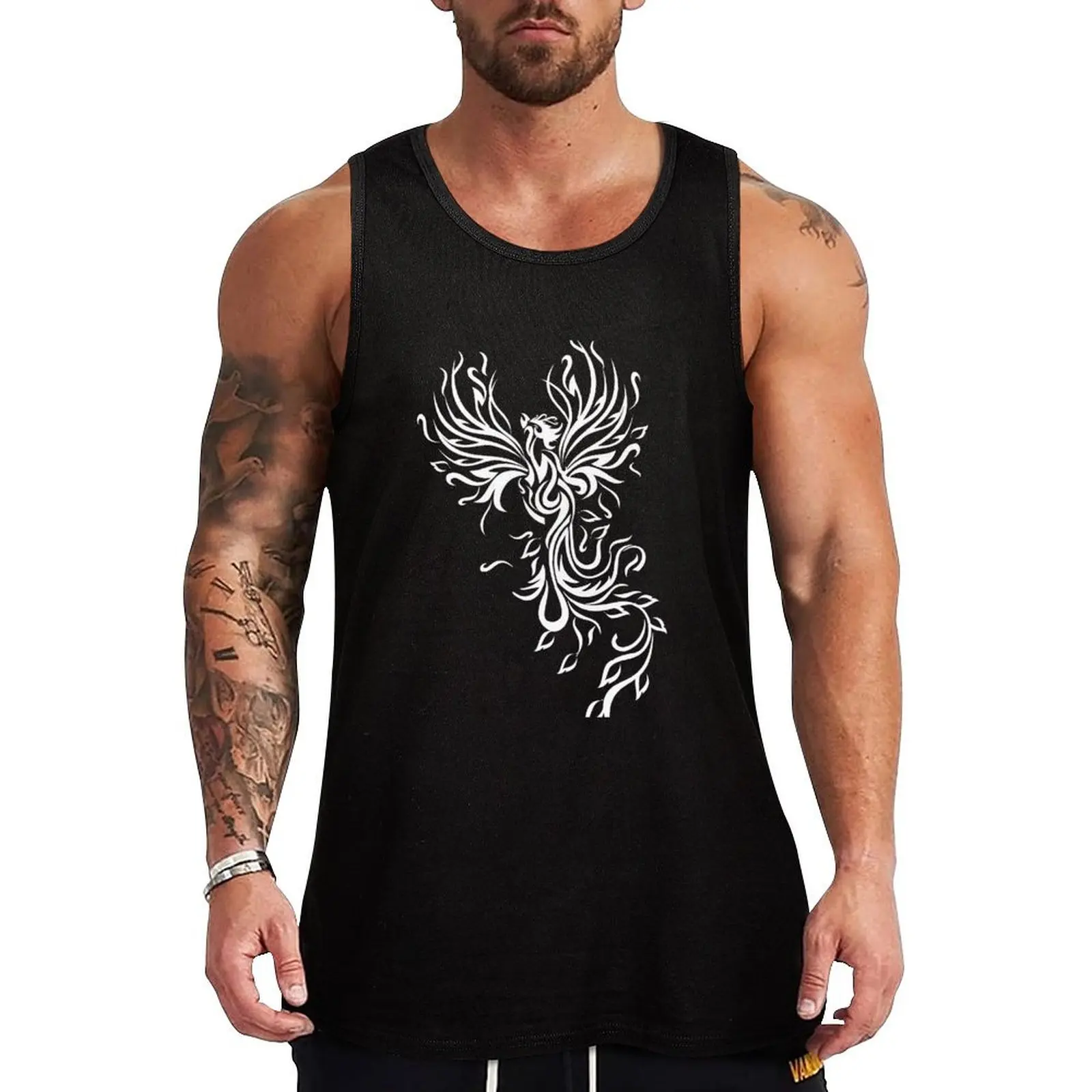 

Rising phoenix Tribal Tank Top Men's singlets gym wear men Japanese t-shirt