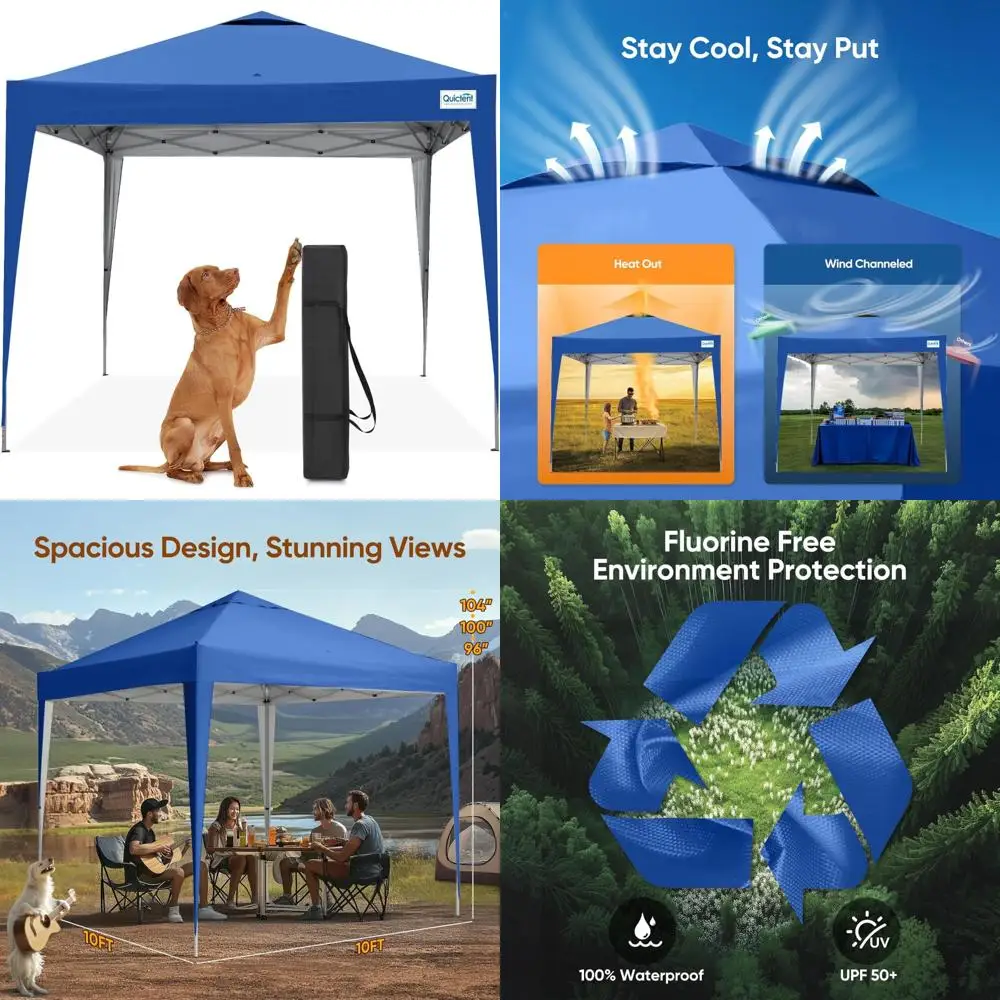 

Портативная палатка с навесом для мгновенной установки, водонепроницаемая альтанка с защитой от ультрафиолета 10x10, идеально подходит для активного отдыха, компактная и легкая