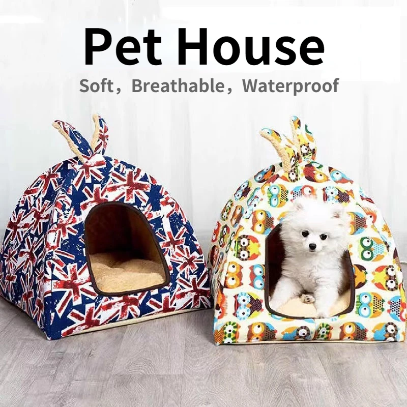 Pet house soft cat bed dog kennel beds for small puppies Mongolian yurt design pet habitat winter warm pet supplies kitten bed