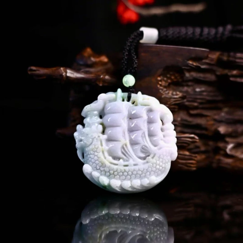 

Подвеска-амулет из натурального нефрита в форме парусника, резной кулон из жадеита, модное ювелирное украшение, подарки для женщин и мужчин