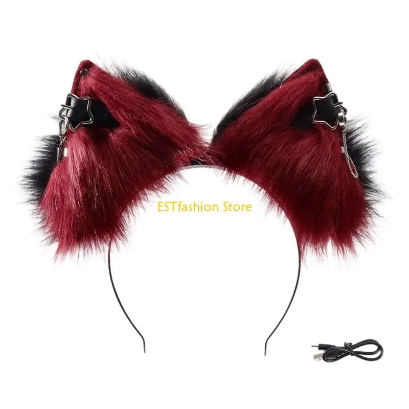 

Y5GC Motion Activated Soft Animal Ear Headpiece USB Chargeable Thin Hair Addition For Costume Incidents