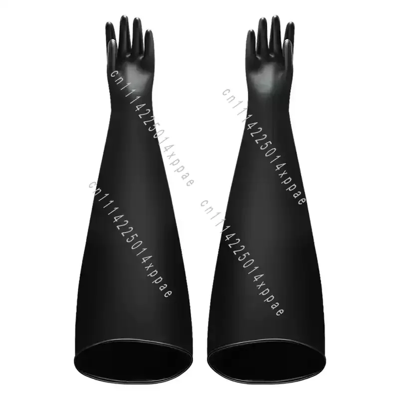 For Battery Lab/Glove Box/Vacuum, Durable & Flexible 0.8-1.2mm Thick Black Butyl Rubber Gloves, Acid/Alkali Resistant