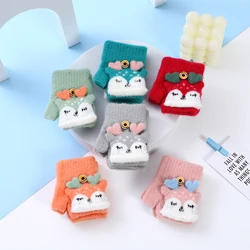 Christmas Deers Winter Children's Gloves Cute Finger Baby Warm Half Finger Flip Cover for Boys Girls Mittens Gloves 0-3Years Old
